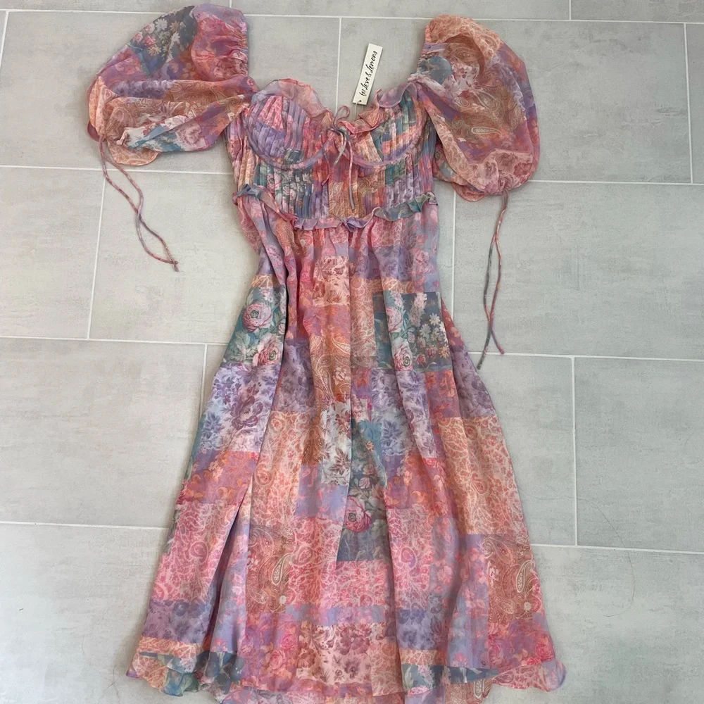 For love & lemons Odessa midi puff sleeve dress - Picture 5 of 9